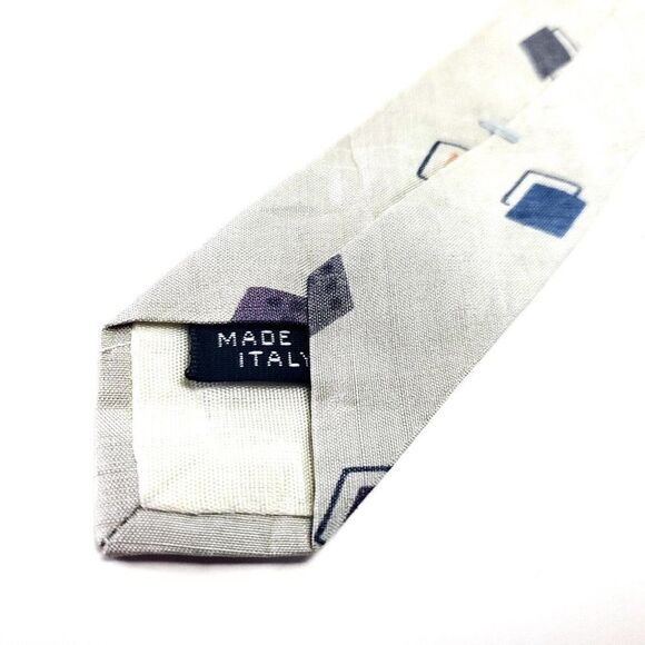 Cromwell & Stokes Gray Silk Tie Woven Skinny Geometric - Picture 5 of 6